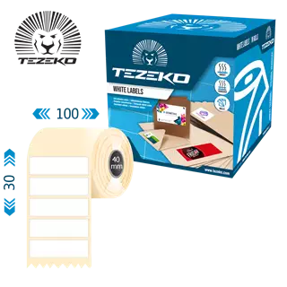 100 mm x 30 mm Termo Kotúčové etikety Biela ( 1500 etikety/kotúč )