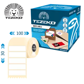 100 mm x 30 mm Plast Kotúčové etikety Biela ( 5000 etikety/kotúč )