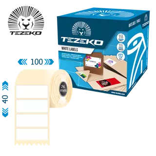 100 mm x 40 mm Plast Kotúčové etikety Biela ( 1200 etikety/kotúč )
