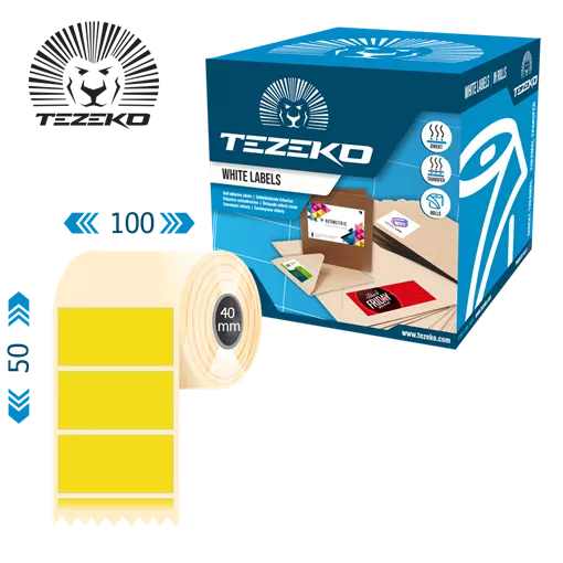 100 mm x 50 mm Plast Kotúčové etikety Žltá ( 1200 etikety/kotúč )