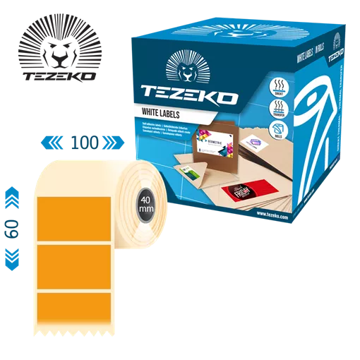 100 mm x 60 mm Plast Kotúčové etikety Oranžová ( 1000 etikety/kotúč )