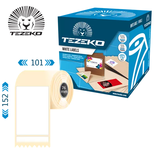 101.6 mm x 152.4 mm Plast Kotúčové etikety Biela ( 1000 etikety/kotúč )
