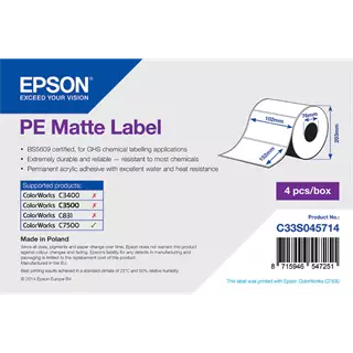 102 mm x 152 mm Plast Kotúčové etikety Biela ( 800 etikety/kotúč )