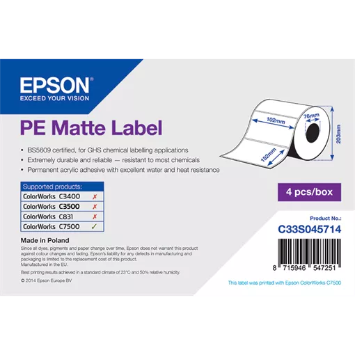 102 mm x 152 mm Plast Kotúčové etikety Biela ( 800 etikety/kotúč )