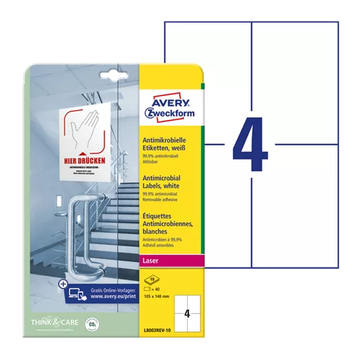 105 mm x 148 mm Plast Print etikety Avery Zweckform Biela ( 10 hárkov/balenie )