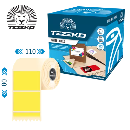 110 mm x 80 mm Termo Kotúčové etikety Žltá ( 500 etikety/kotúč )