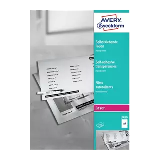 210 mm x 297 mm Plast Print etikety Avery Zweckform Priesvitná ( 100 hárkov/balenie )