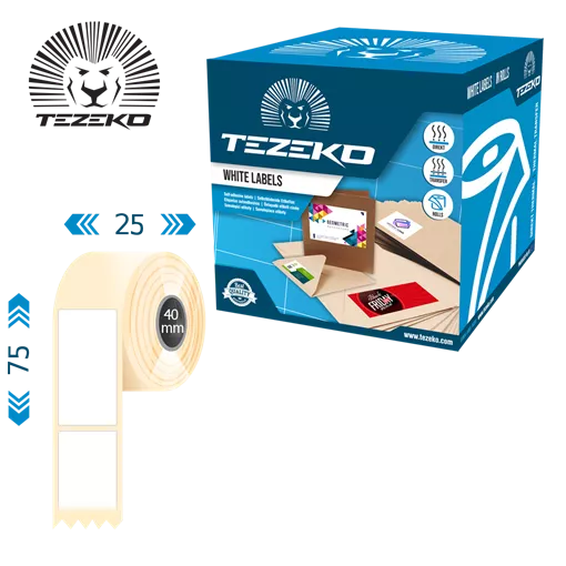 25 mm x 75 mm Termo Kotúčové etikety Biela ( 800 etikety/kotúč )