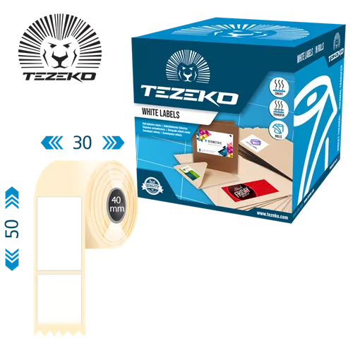 30 mm x 50 mm Termo Kotúčové etikety Biela ( 500 etikety/kotúč )