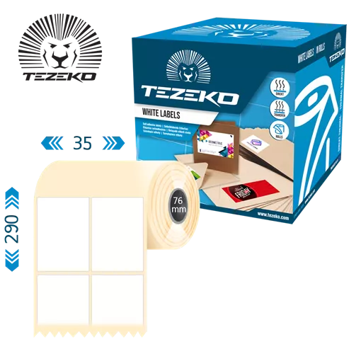 35 mm x 290 mm Plast Kotúčové etikety Biela ( 1200 etikety/kotúč )