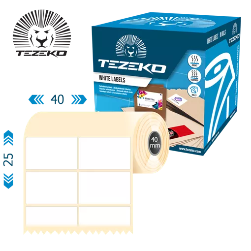 40 mm x 25 mm Termo Kotúčové etikety Biela ( 5000 etikety/kotúč )