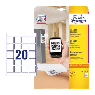 45 mm x 45 mm Papier Print etikety Avery Zweckform Biela ( 25 hárkov/balenie )
