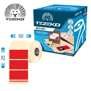 50 mm x 25 mm Termo Kotúčové etikety Červená ( 2500 etikety/kotúč )