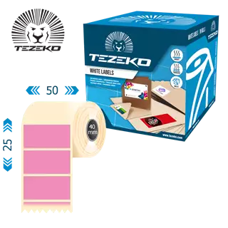 50 mm x 25 mm Plast Kotúčové etikety Ružová farba ( 1200 etikety/kotúč )