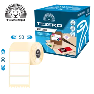 50 mm x 30 mm Termo Kotúčové etikety Biela ( 1500 etikety/kotúč )