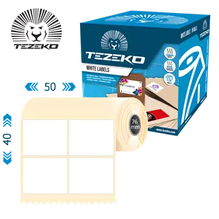 50 mm x 40 mm Plast Kotúčové etikety Biela ( 8350 etikety/kotúč )