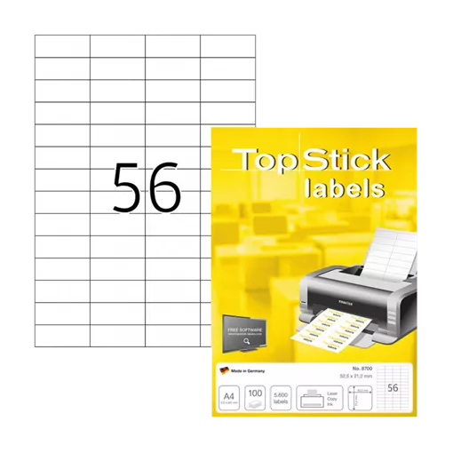 52.5 mm x 21.2 mm Papier Print etikety Topstick Biela ( 100 hárkov/balenie )