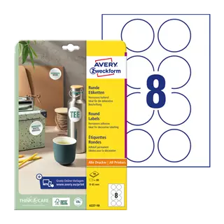 65 mm x 65 mm Papier Print etikety Avery Zweckform Biela ( 10 hárkov/balenie ) 6227-10