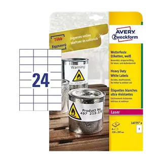 70 mm x 37 mm Plast Print etikety Avery Zweckform Biela ( 20 hárkov/balenie )