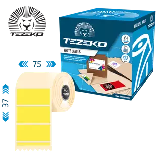 75 mm x 37 mm Plast Kotúčové etikety Žltá ( 1000 etikety/kotúč )