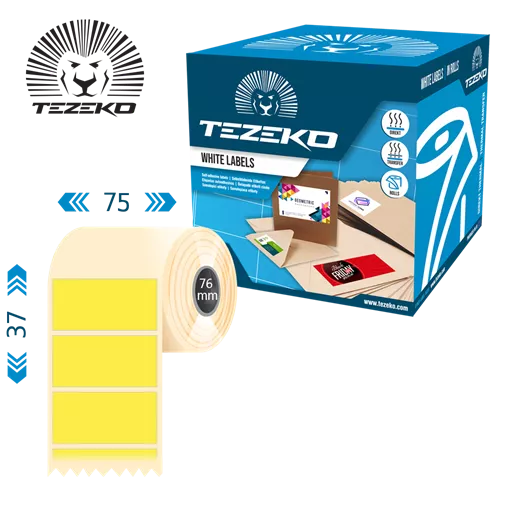 75 mm x 37 mm Plast Kotúčové etikety Žltá ( 1000 etikety/kotúč )