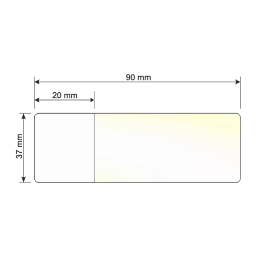 90 mm x 37 mm Plast Kotúčové etikety Transparentná ( 1000 etikety/kotúč )