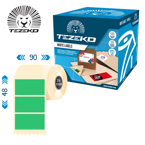 90 mm x 48 mm Termo Kotúčové etikety Zelená ( 800 etikety/kotúč )
