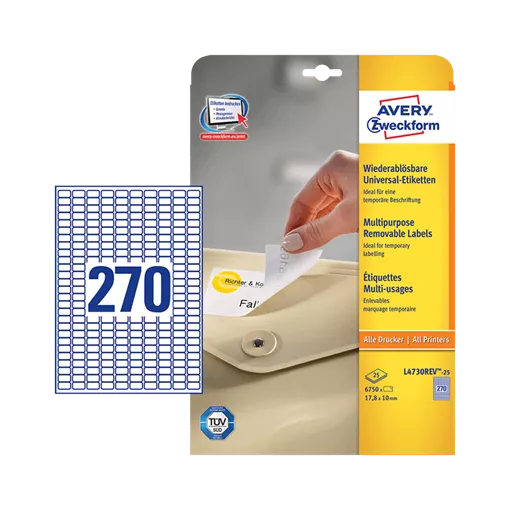 17.8 mm x 10 mm Papier Print etikety Avery Zweckform Biela ( 25 hárkov/balenie )