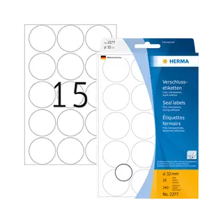 32 mm x 32 mm Plast Print etikety Herma Priehľadná (čistá voda) ( 16 hárkov/balenie )