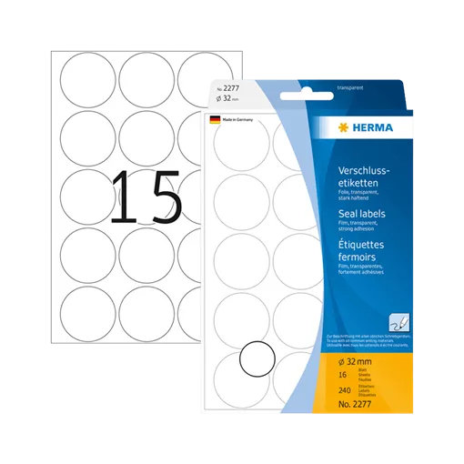 32 mm x 32 mm Plast Print etikety Herma Priehľadná (čistá voda) ( 16 hárkov/balenie )