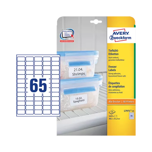38.1 mm x 21.2 mm Papier Print etikety Avery Zweckform Biela ( 25 hárkov/balenie )