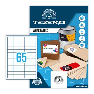 38.1 mm x 21.2 mm Papier Print etikety Tezeko Biela ( 100 hárkov/balenie )