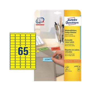 38.1 mm x 21.2 mm Papier Print etikety Avery Zweckform Žltá ( 20 hárkov/balenie )