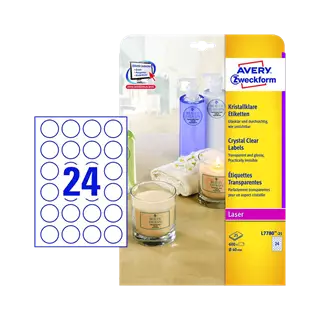 40 mm x 40 mm Plast Print etikety Avery Zweckform Priehľadná (čistá voda) ( 25 hárkov/balenie )