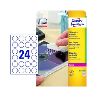 40 mm x 40 mm Plast Print etikety Avery Zweckform Biela ( 20 hárkov/balenie )