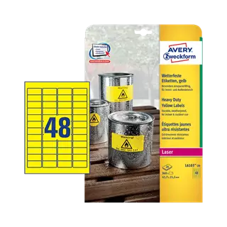 45.7 mm x 21.2 mm Plast Print etikety Avery Zweckform Žltá ( 20 hárkov/balenie )