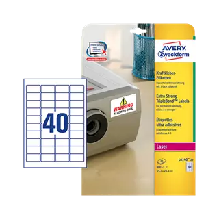 45.7 mm x 25.4 mm Plast Print etikety Avery Zweckform Biela ( 20 hárkov/balenie )
