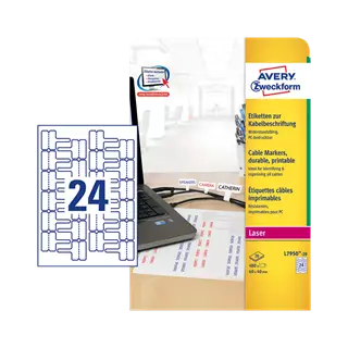 60 mm x 40 mm Plast Print etikety Avery Zweckform Biela ( 20 hárkov/balenie )