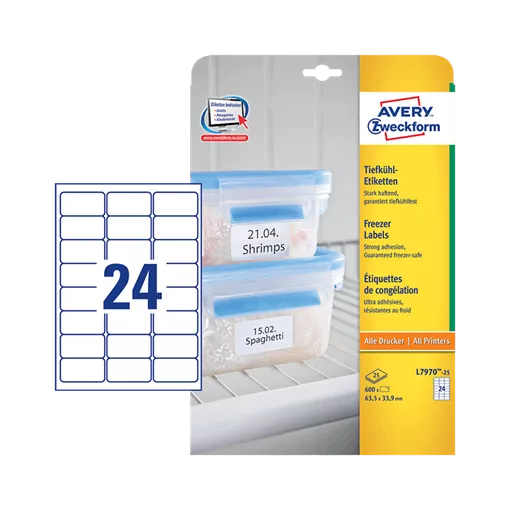 63.5 mm x 33.9 mm Papier Print etikety Avery Zweckform Biela ( 25 hárkov/balenie )