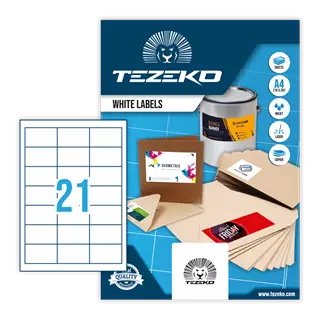 63.5 mm x 38.1 mm Papier Print etikety Tezeko Biela ( 100 hárkov/balenie )