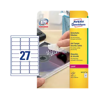 63.5 mm x 29.6 mm Plast Print etikety Avery Zweckform Biela ( 20 hárkov/balenie )