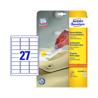 63.5 mm x 29.6 mm Papier Print etikety Avery Zweckform Biela ( 10 hárkov/balenie )