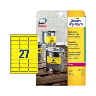 63.5 mm x 29.6 mm Plast Print etikety Avery Zweckform Žltá ( 20 hárkov/balenie )