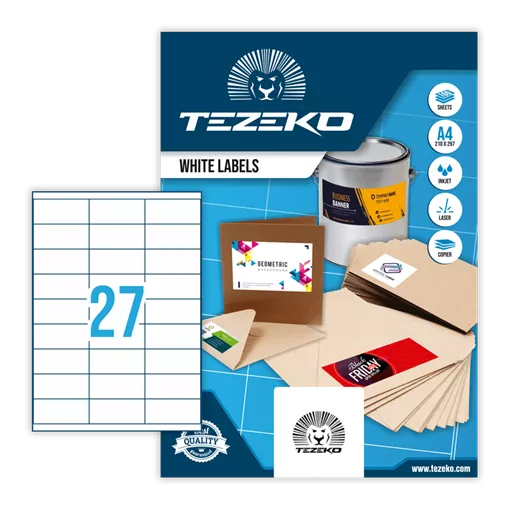69.33 mm x 31 mm Papier Print etikety Tezeko Biela ( 100 hárkov/balenie )