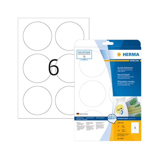 85 mm x 85 mm Papier Print etikety Herma Biela ( 25 hárkov/balenie )