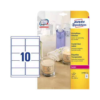 96 mm x 50.8 mm Plast Print etikety Avery Zweckform Priehľadná (čistá voda) ( 25 hárkov/balenie )