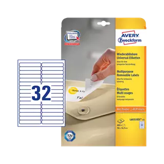 96 mm x 16.9 mm Papier Print etikety Avery Zweckform Biela ( 25 hárkov/balenie )