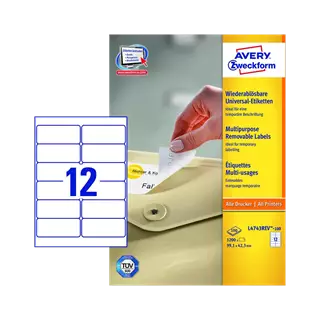 99.1 mm x 42.3 mm Papier Print etikety Avery Zweckform Biela ( 100 hárkov/balenie )