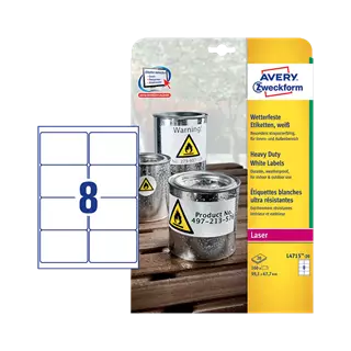 99.1 mm x 67.7 mm Plast Print etikety Avery Zweckform Biela ( 20 hárkov/balenie )