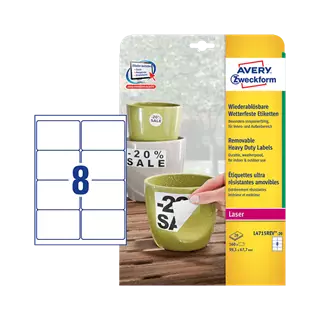 99.1 mm x 67.7 mm Plast Print etikety Avery Zweckform Biela ( 20 hárkov/balenie )